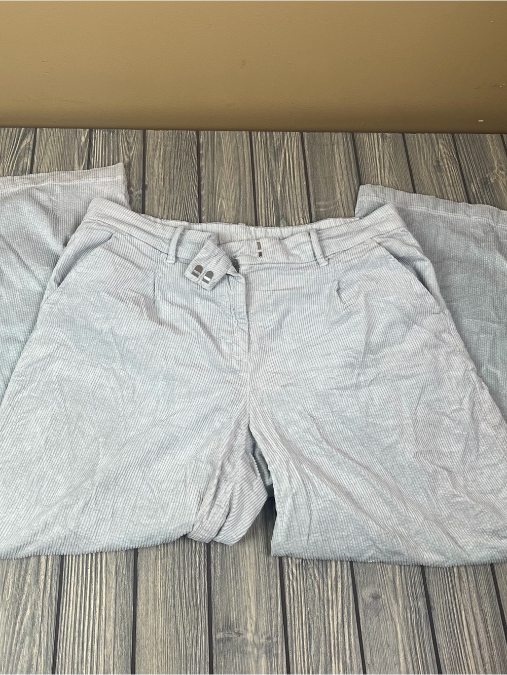 American Eagle Wide Leg Trouser Corduroy Grey Pants Women's 14
